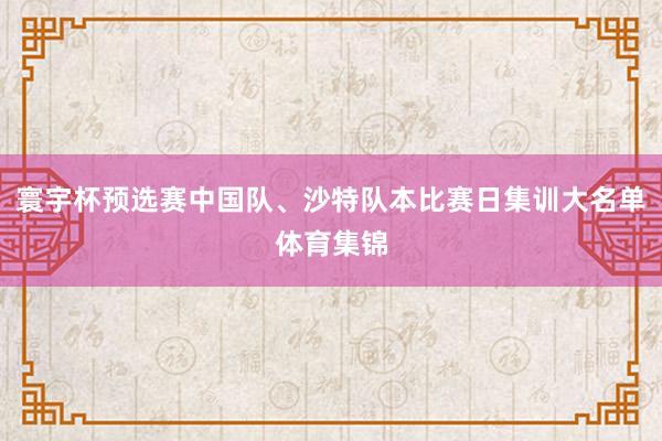 寰宇杯预选赛中国队、沙特队本比赛日集训大名单体育集锦